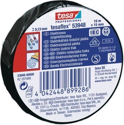 Bandă electroizolantă TESA 15 mm × 10 m, neagră