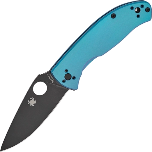 Cuțit pliabil Spyderco Tenacious Blue, mâner din titan, lamă neagră 8,5 cm