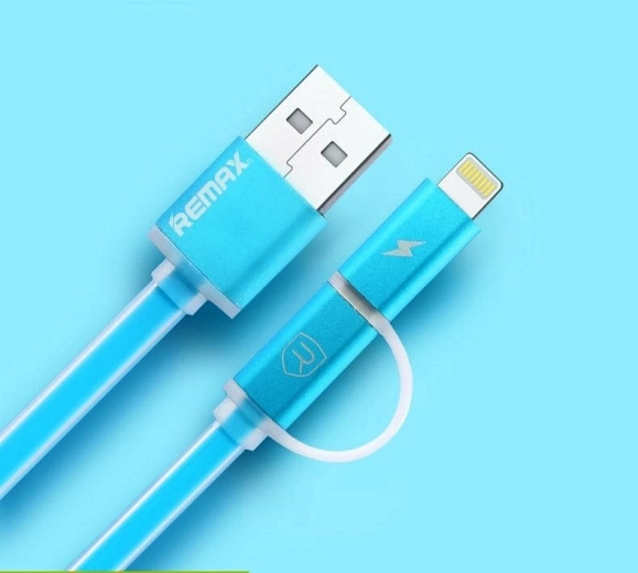Remax Aurora cablu USB 2în1 1 m albastru