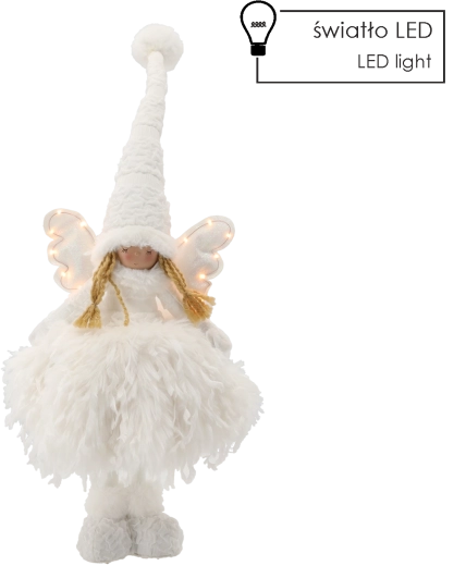 Înger alb de podea cu LED, 50 cm