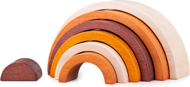 Curcubeu natural din lemn, modular, Bigjigs Baby