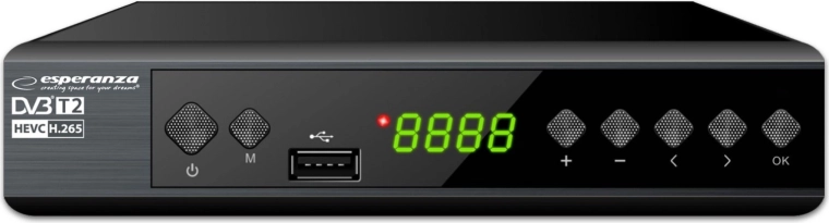 Tuner și decodor digital Esperanza DVB-T2 H.265/HEVC cu afișaj
