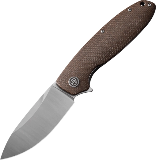 Petrified Fish Terra cuțit de buzunar 9 cm, satin, Micarta maro