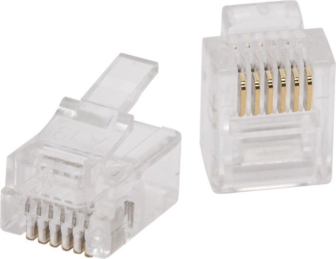 Conector modular RJ11 6P6C cu contacte placate cu aur