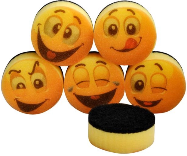 Bureți de vase TORO cu imprimeu smiley, 6 buc