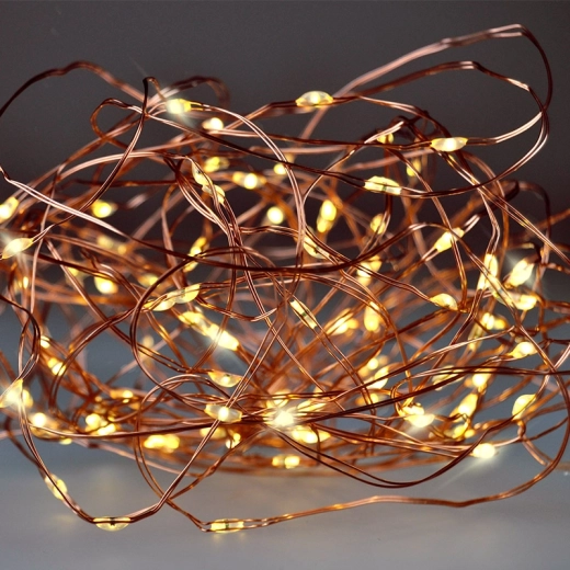 Lanț LED de Crăciun Solight pe fir de cupru, 10 m, 100 mini LED-uri, alb cald