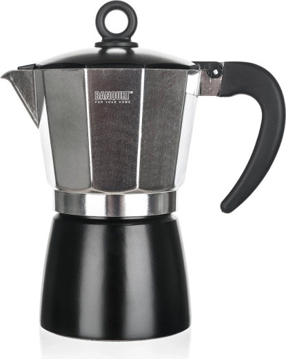 Espressor NOIRA 3 cești – cafetieră moka din aluminiu, negru
