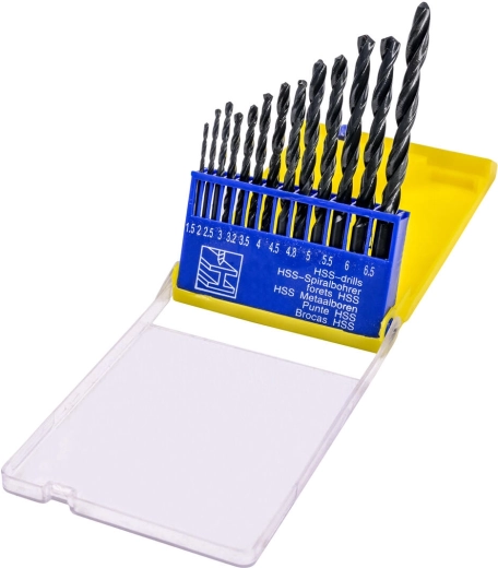 Set de burghie HSS pentru metal 1,5–8 mm, 13 buc.