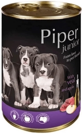 Piper Junior conservă pentru căței – carne de vițel și măr 400 g
