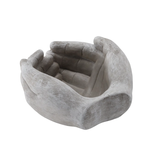 Ghiveci de ciment în formă de mâini, gri, 20 × 20 × 11,5 cm