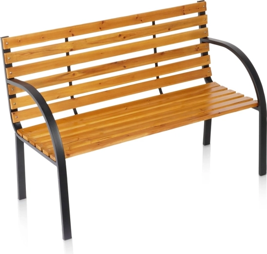 Bancă de grădină Vilde din lemn cu structură metalică 122 × 51 × 83,5 cm