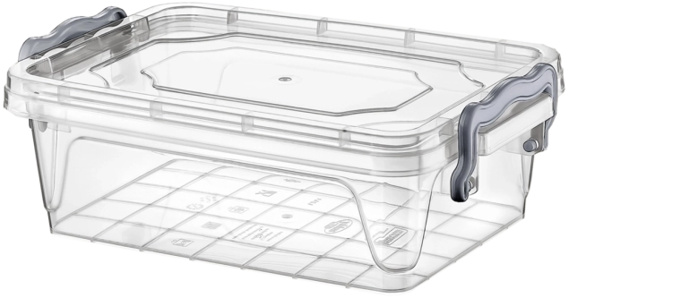 Cutie de depozitare din plastic 2 l cu capac cu clips, transparentă