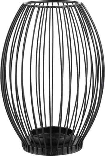 Sfeșnic metalic cu grilaj, negru, 23 cm