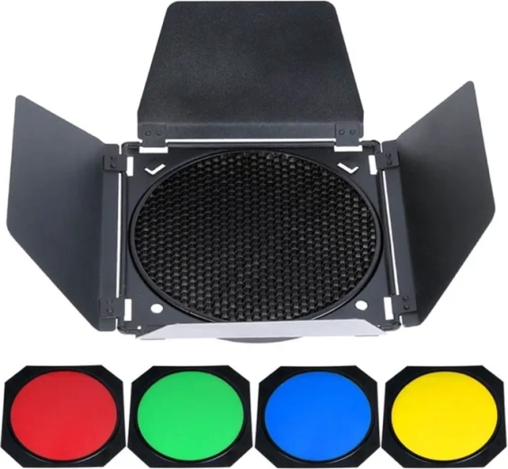 Godox BD-04 set de clapete, grilă tip fagure și filtre colorate pentru reflector de 7"