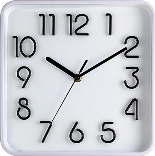Ceas de perete 25,3 × 25,3 cm cu cadran 3D – ramă albă