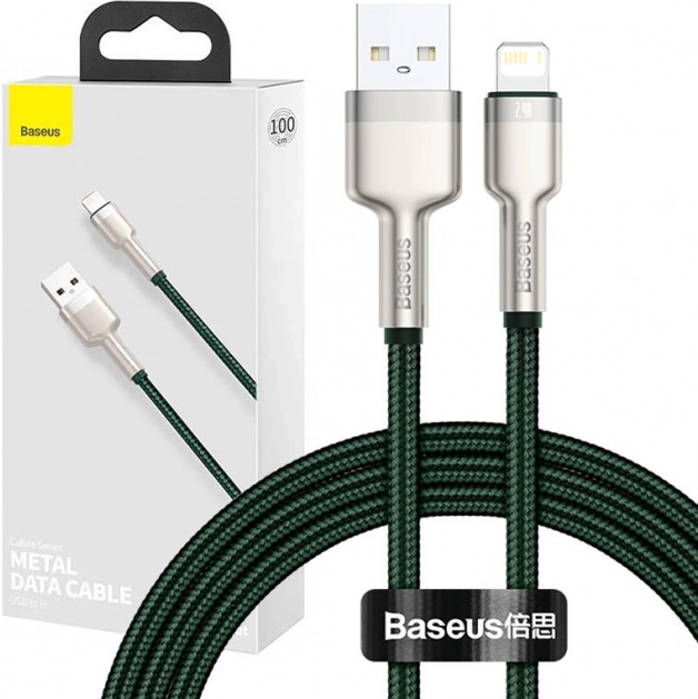 Cablu USB Lightning BASEUS Cafule 1 m, 2,4 A – verde
