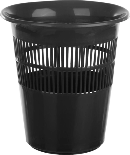 Coș de hârtie rotund din plastic, negru, 29 × 31,5 cm