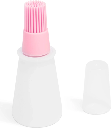Pensulă din silicon pentru ulei, cu rezervor de 60 ml, roz