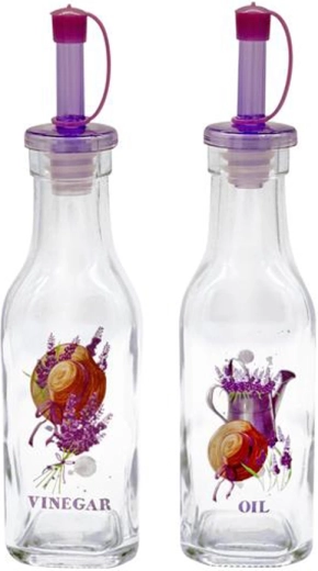 Sticle din sticlă pentru ulei și oțet TORO 180 ml – lavandă, 2 buc