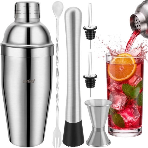 Set barman pentru cocktailuri Zortiva 6în1 cu shaker 700 ml