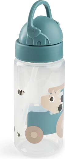 Done by Deer sticlă cu pai Tiny farm albastră 350 ml