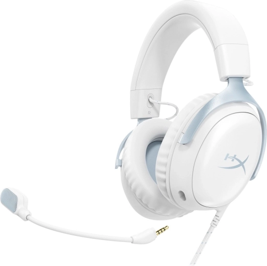 Căști gaming HyperX Cloud III alb-albastru