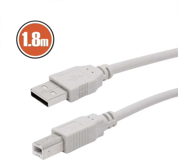 Cablu USB 2.0 pentru imprimante și scanere, 1,8 m, gri