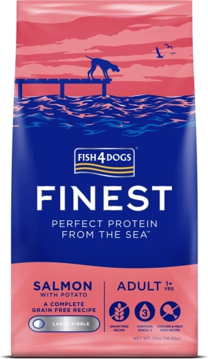 Fish4Dogs Finest granule pentru câini adulți de rase mari, somon cu cartofi 12 kg