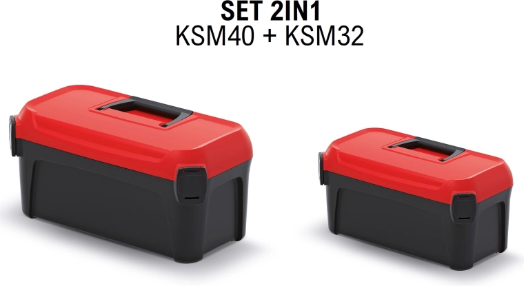 Set de cutii pentru scule Smart – negru cu capac roșu