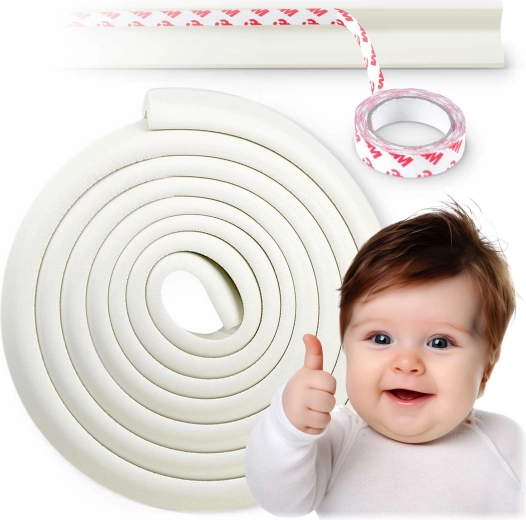 Protector de muchii din spumă pentru siguranță RICOKIDS, alb, 6 m