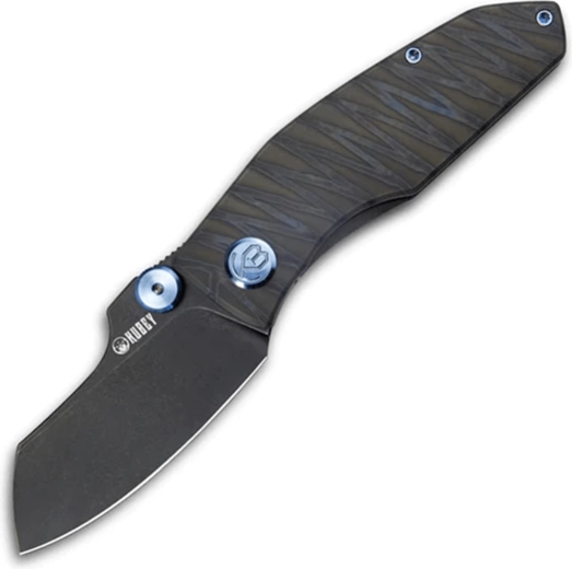 Kubey Monsterdog Titanium Blackwash cuțit de buzunar 7,5 cm cu mâner din titan Tiger Stripes