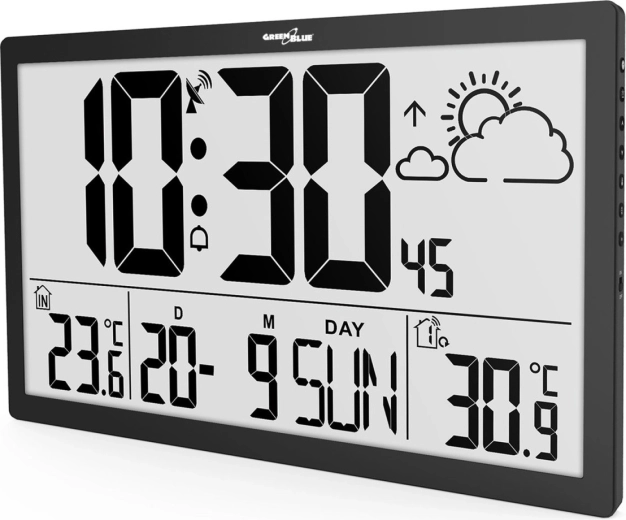 Ceas LCD multifuncțional de perete cu sincronizare DCF