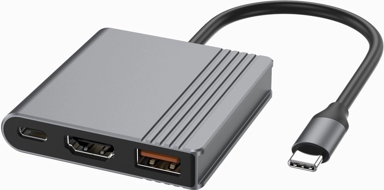 Adaptor USB‑C multiport 3 în 1 (USB, HDMI și USB‑C) – gri stelar