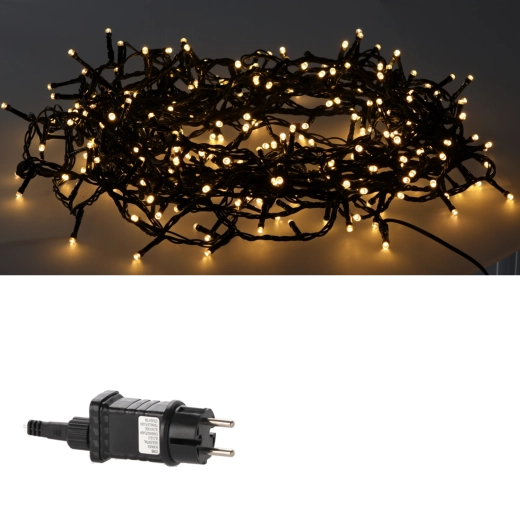 Ghirlandă luminoasă LED cu 1000 de diode, lumină albă caldă și efect flash rece, 50 m