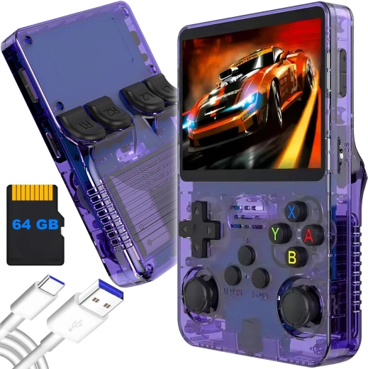 RENEW FORCE R36S consolă retro portabilă 64 GB ArkOS 2.0, violetă