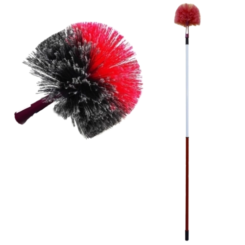 Perie de praf sferică cu fibre antistatice, filet universal