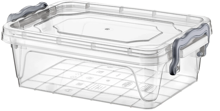 Cutie din plastic pentru depozitare 10 l cu capac și cleme, transparentă