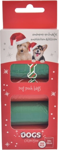 Pungi pentru excremente de câine cu motiv de Crăciun 100 buc. (5×20) pe rolă
