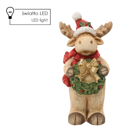 Figurină de Crăciun ren cu coroniță și iluminare LED 26 × 22 × 55 cm
