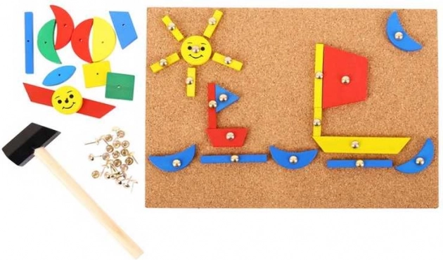 Bigjigs toys set creativ de bătut cu placă de plută