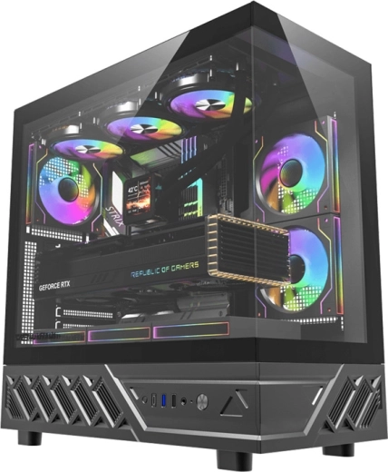 Carcasă PC DarkFlash DS950 neagră cu sticlă panoramică și 6 ventilatoare