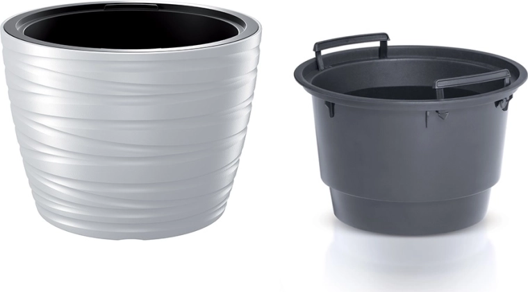 Ghiveci scund Maze cu inserție interioară 47,5 cm – alb