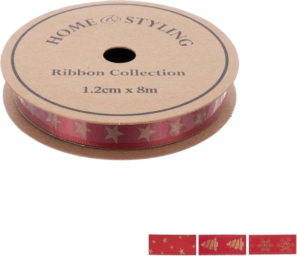 Home & Styling panglică de Crăciun din poliester 8 m bordo mix
