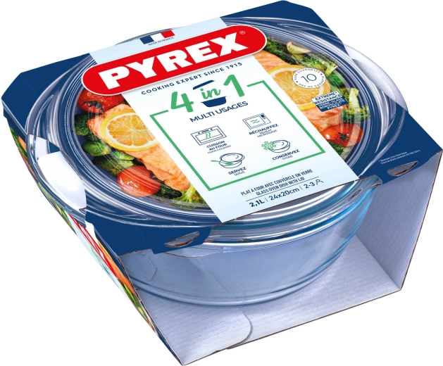 Tavă de copt din sticlă cu capac PYREX 2,1 l