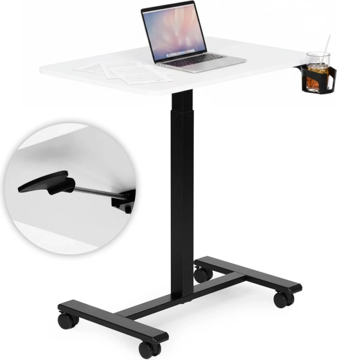 Măsuță mobilă cu înălțime reglabilă pentru laptop ModernHome 70 × 48 cm albă