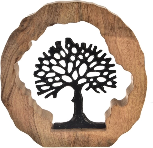 Decorațiune Arborele Vieții în culoare neagră (mango/metal)