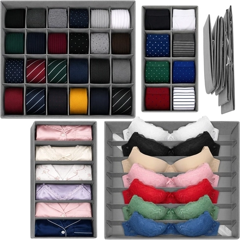 Ruhhy organizator pentru lenjerie în sertar – set 4 buc. (45 compartimente)