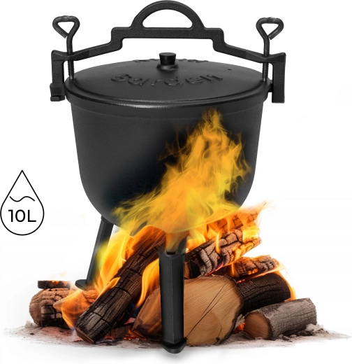 Ceaun din fontă cu picioare 10 l pentru foc MULTIGARDEN
