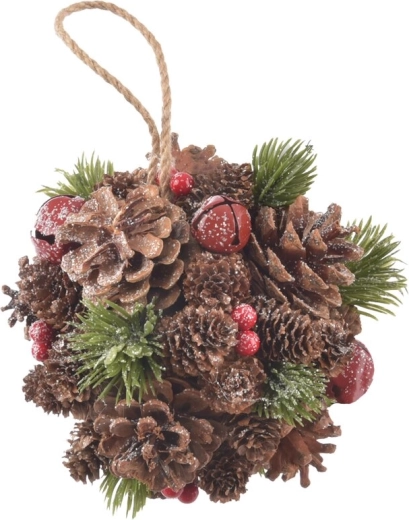 BELL bilă decorativă suspendată în formă de con de brad 16 cm