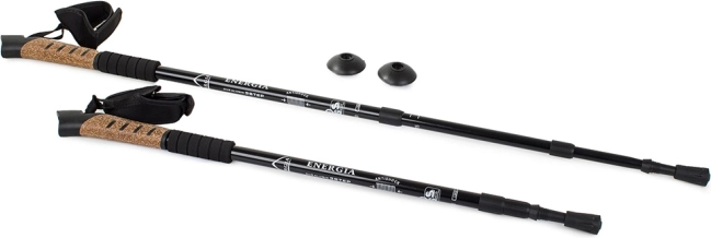 Băț de trekking cu mâner din plută și sistem anti-șoc – Din plută